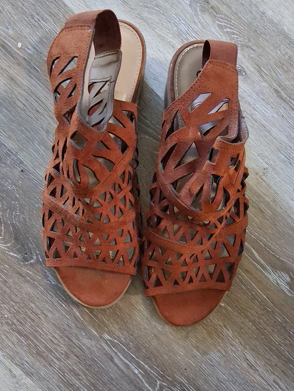 Women's Laser-Cut Slingback Sandals in Brown